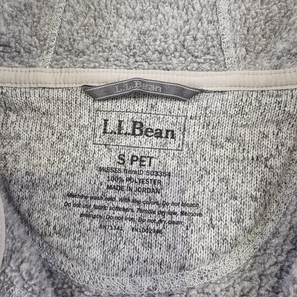 LL Bean Sweater Fleece Coat Womens Small Petite Gray Hooded Full Zip Jacket - Picture 6 of 15